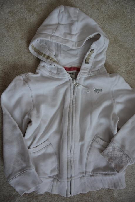 Dvě bílé mikiny na zip, next,104