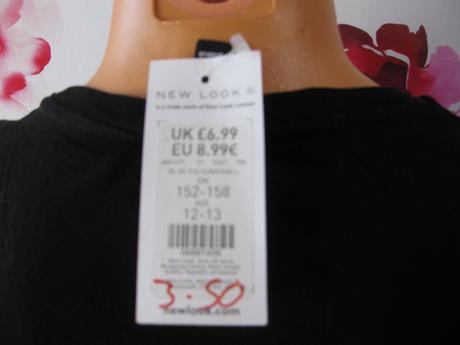 Černé pružné tričko s bílým nápisem, new look,158