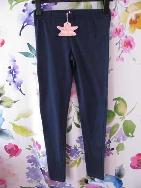 Tmavě modré elastické bavlněné legíny, 158