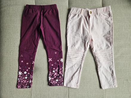 Dívčí legíny růžové a vínové s kytičkami 92 104, 92