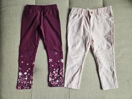 Dívčí legíny růžové a vínové s kytičkami 92 104, 92