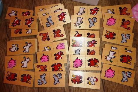 Dřevěné domino dětské zvířátka,