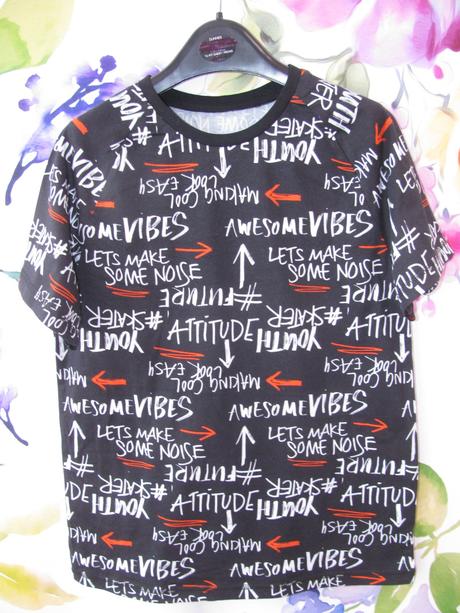 Černé bavlněné tričko s popisem, george,158