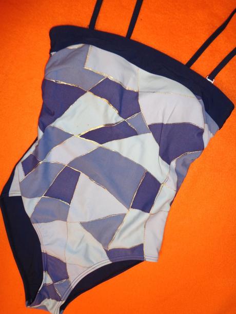 Krásné fialovo - zlaté jednodílné plavky, 38