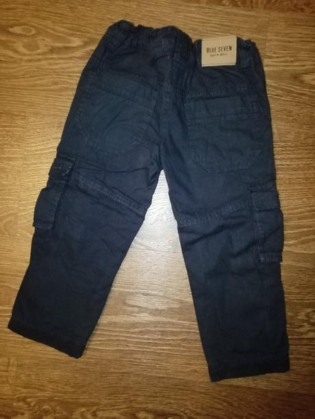 Bavlněné podšité tmavě modré kapsace - nenošené, 92