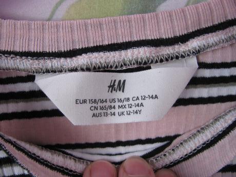 Crop top bavlněné pruhované řádkované tričko h&m, h&m,164