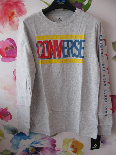 Šedé bavlněné tričko s logem ,střik, converse,158