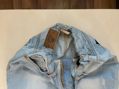 Světle modré džíny s dřením, vel 164/14 let, i do, 164