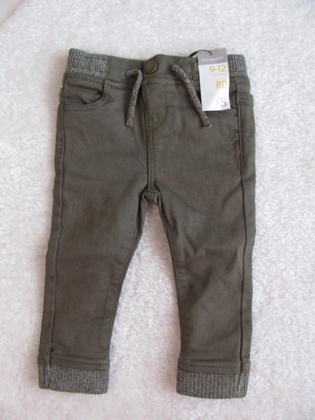 Přiléhavé, elastické khaki kalhoty, primark,80