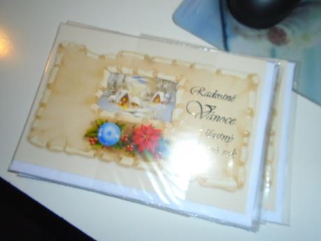 Vánoční přání a obálka,