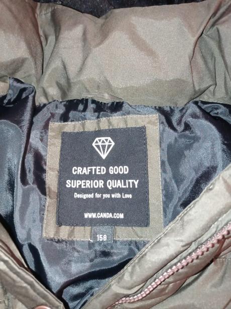 Zimní bunda, kabát teplý khaki, c&a,158