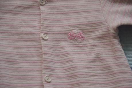 Proužkatý teplejší overal s výšivkou, beruškami, baby,62