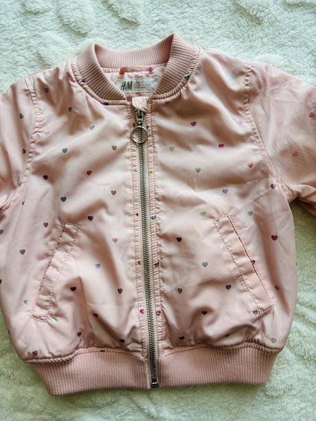 Bunda růžová se srdíčky bomber - v.92, h&m,92