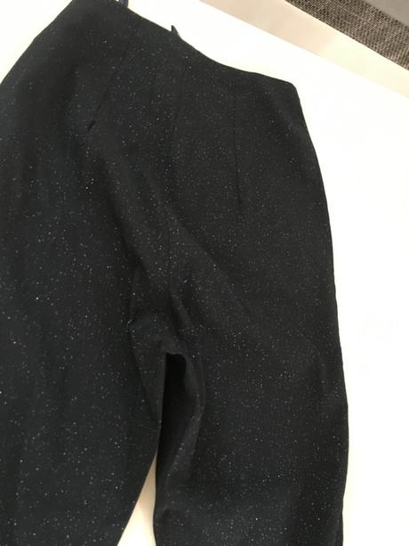 Černé kalhoty se stříbrným třpytem, vel xs/s, scr, xs