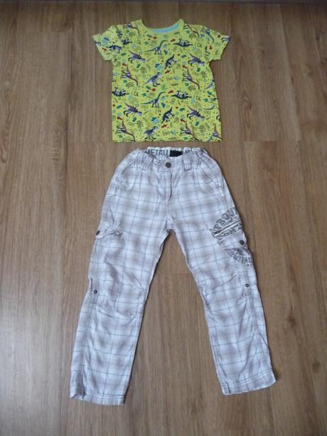 Lehké letní chlapecké kalhoty h&m + triko vel. 122, h&m,122