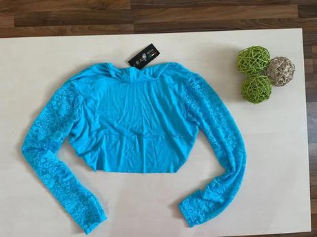 Nové modré bolerko s krajkou, vel uni xs/m, italia, s