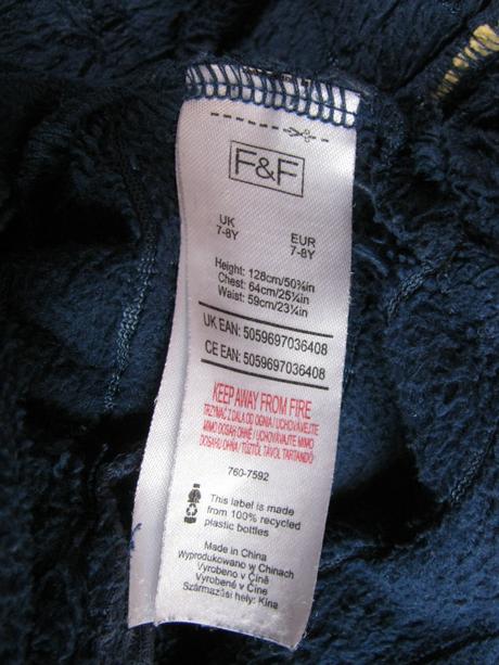 Fleecový modrý overal s kapucí na spaní drak, f&f,128