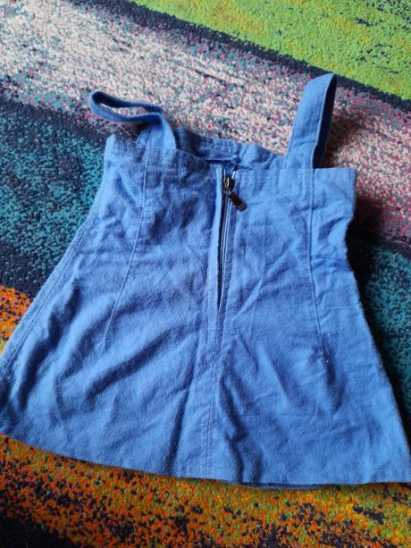 Modré bavlněné šité šatičky na holčičku na zip, 80