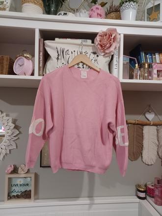 Růžový svetr zara s nápisem na rukávech, zara,152
