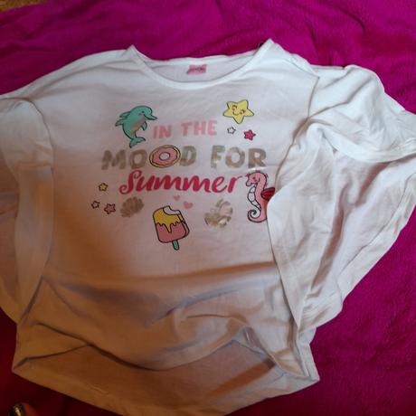 Krásný bílý crop top s obrázky, tričko holčičí, kiki&koko,122