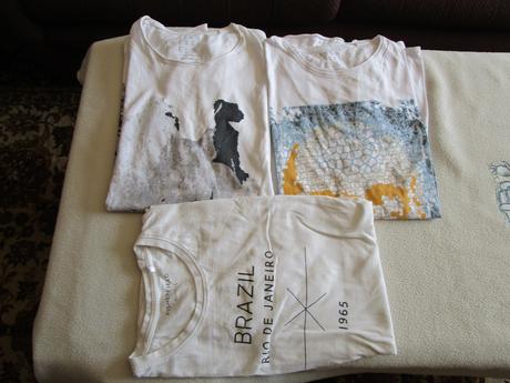 3x bílé bavl. pánské tričko s potiskem, kr. rukáv, gate,l