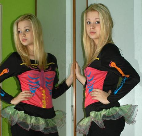 Karnevalové tričko s dlouhým rukávem kostlivka, 