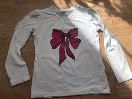 110-116 tricko dlouhý rukáv bílé s masli, tchibo,110