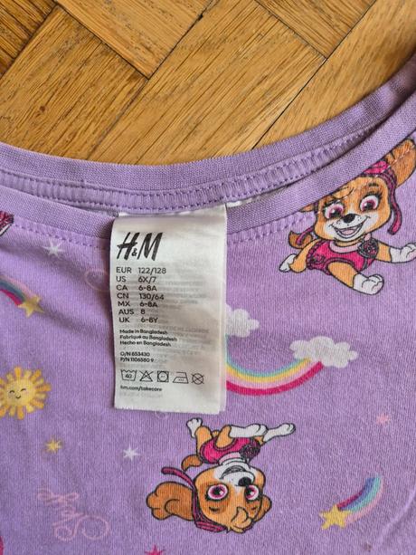 Letní pyžamo tlapková pateola, h&m,122