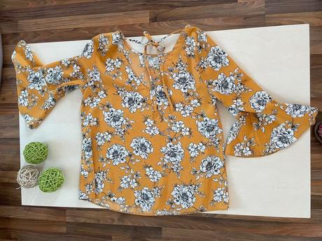 Nový žlutý top s květy, vel m, ff, f&f,m