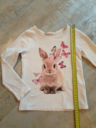 Bavlna triko hm 98cm,2roky zajíček motýli třpytky , h&m,98