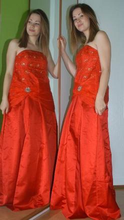 Červené dlouhé společenské plesové šaty, 42