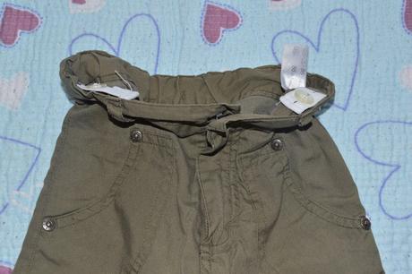 Khaki plátěné kalhoty regulace v pase, podšité, 86