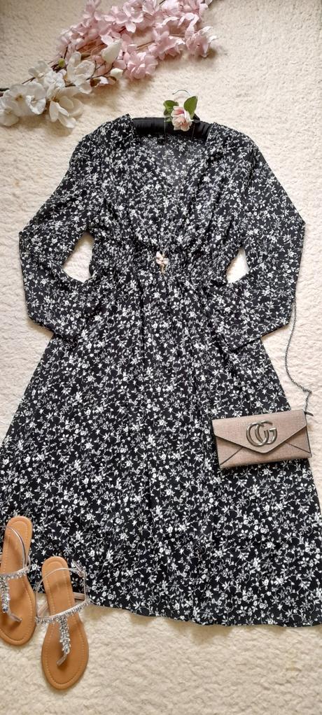 Shein květinové šaty s dlouhými rukávy, 44