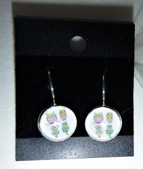 Náušnice sovičky - stříbrné+jemně pastelové, 