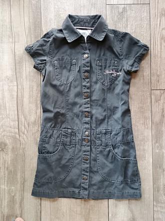 Šedé džínové šaty h&m, vel.134, h&m,134