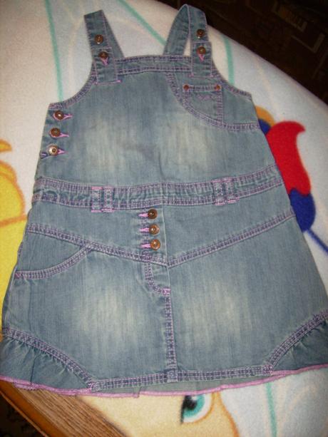 Šatičky riflové s růžovým prošitím vel.18 měsíců, mexx,86