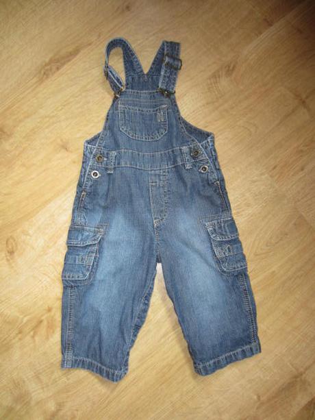 Peckovní džínové zahradníčky, lacláče, h&m,68