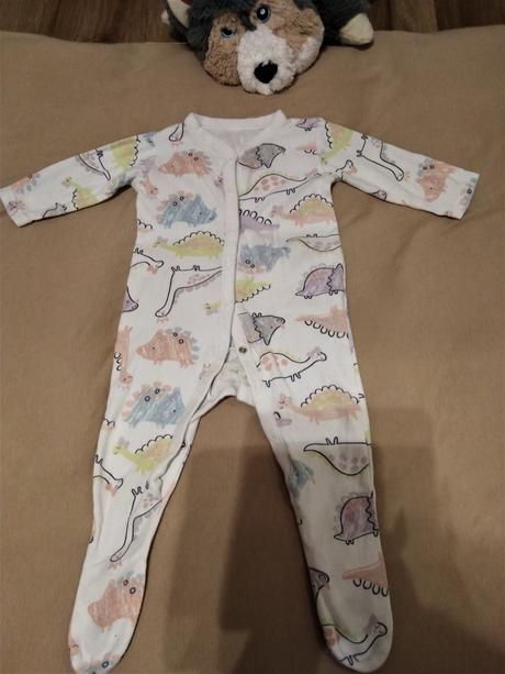 Krásný overal s dinosaury, nutmeg,80