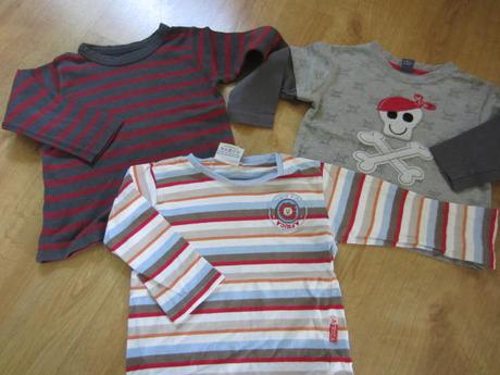 3x tričko s dlouhým rukávem, h&m,86