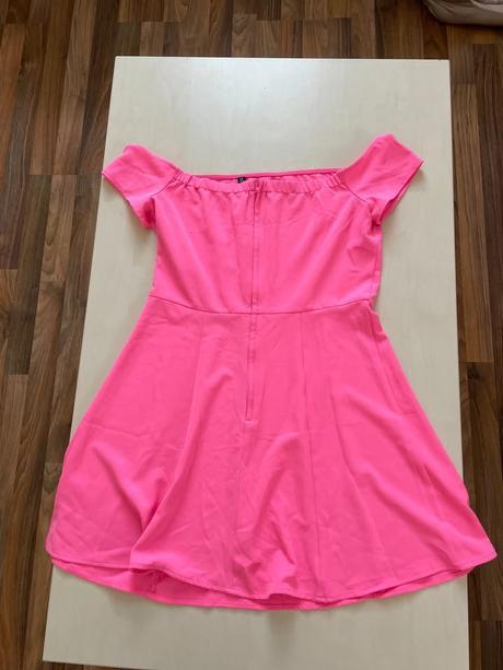 Krátké neon růžové minišaty, vel xl, ale menší cc, h&m,m