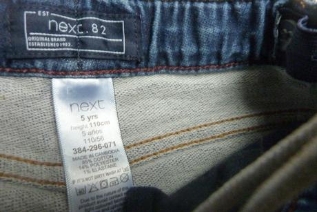 Džíny vel. 110 + svetr vel. 104 next, next,104