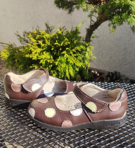 Puntíkované celokožené balerínky pediped barefoot, pediped,26