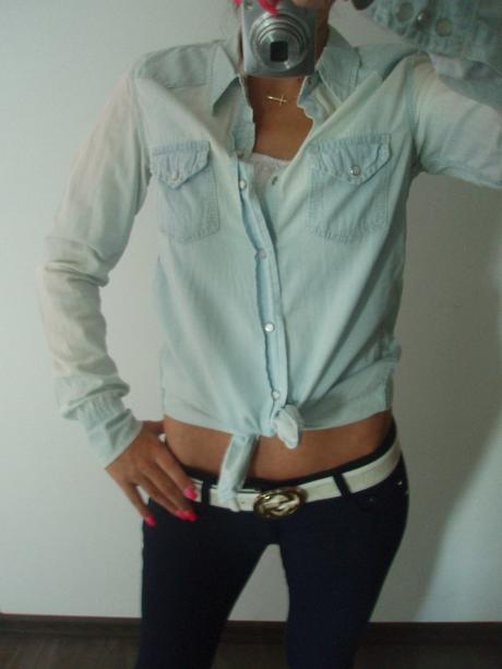 Modrá riflová/džínová košile amisu, amisu,xs