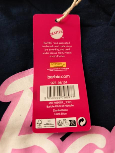 Dívčí mikina, barbie,98