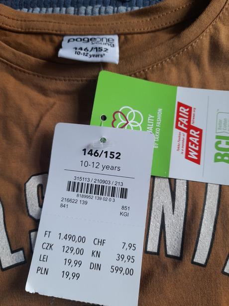 Tričko holčičí hnědé pageone nové nenošené, 146