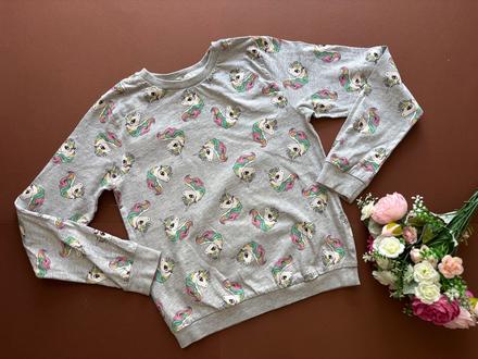 Triko šedé unicorn- v.134, h&m,134