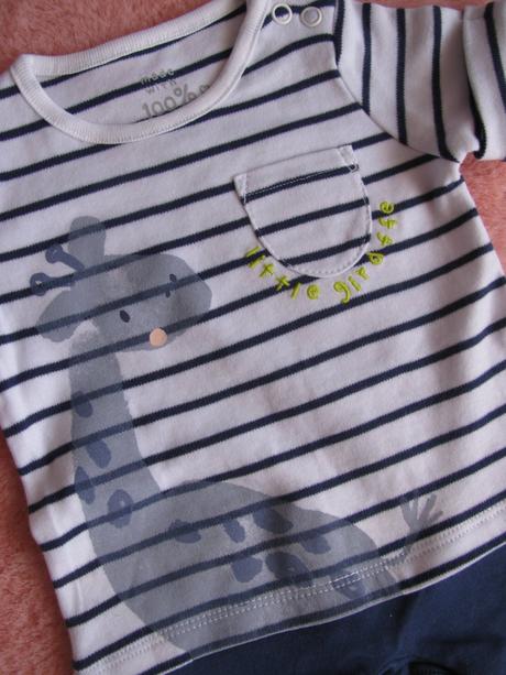 Letní bavlněné modro bílé body se žirafou, f&f,56