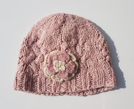 C88 dívčí pletená čepice květ vel. 74-80, next,74