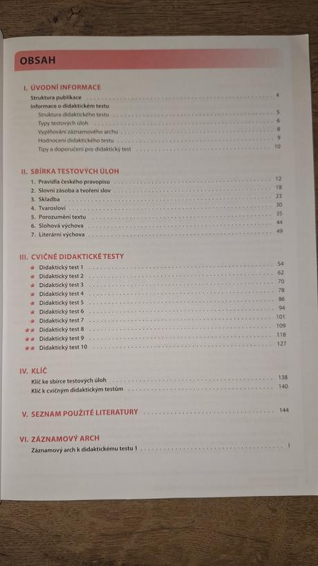 Testy z českého jazyka pro žáky 9.tříd,