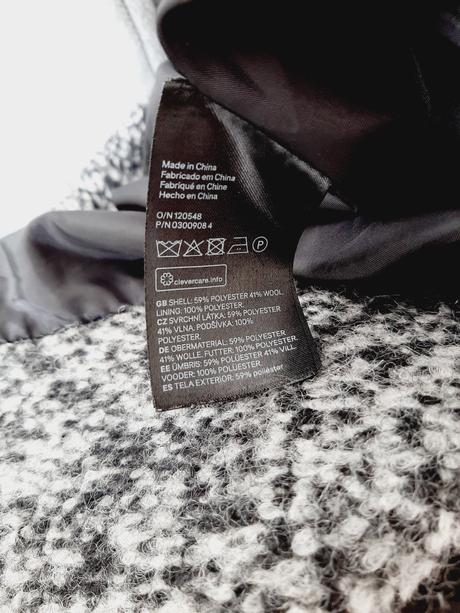 Šedý zimní vlněný bouclé kabát h&m, vel. s-m, h&m